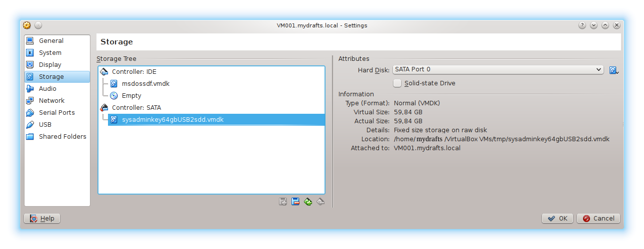 VirtualBox - загрузка виртуальной машины с “флешки” в Linux Multiboot Flash Filth Edition 2013 + UEFI 7.1 Final 32 Гб -> /dev/sdd -> sysadminkey64gbUSB2sdd.vmdk